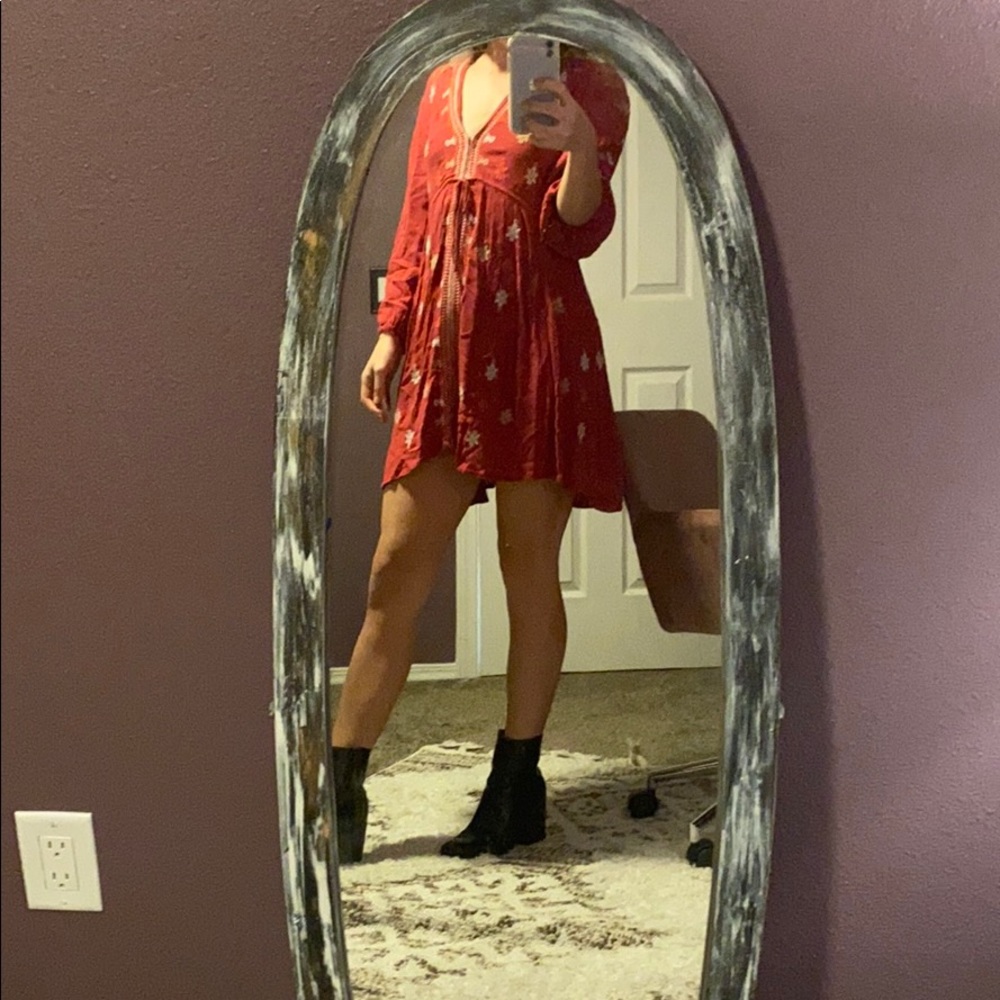 Free People XS red embroidered dress